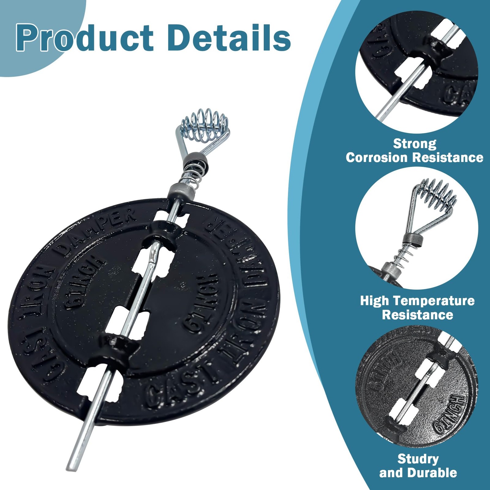 6-Inch Cast Iron Stove Pipe Damper for Efficient Ventilation