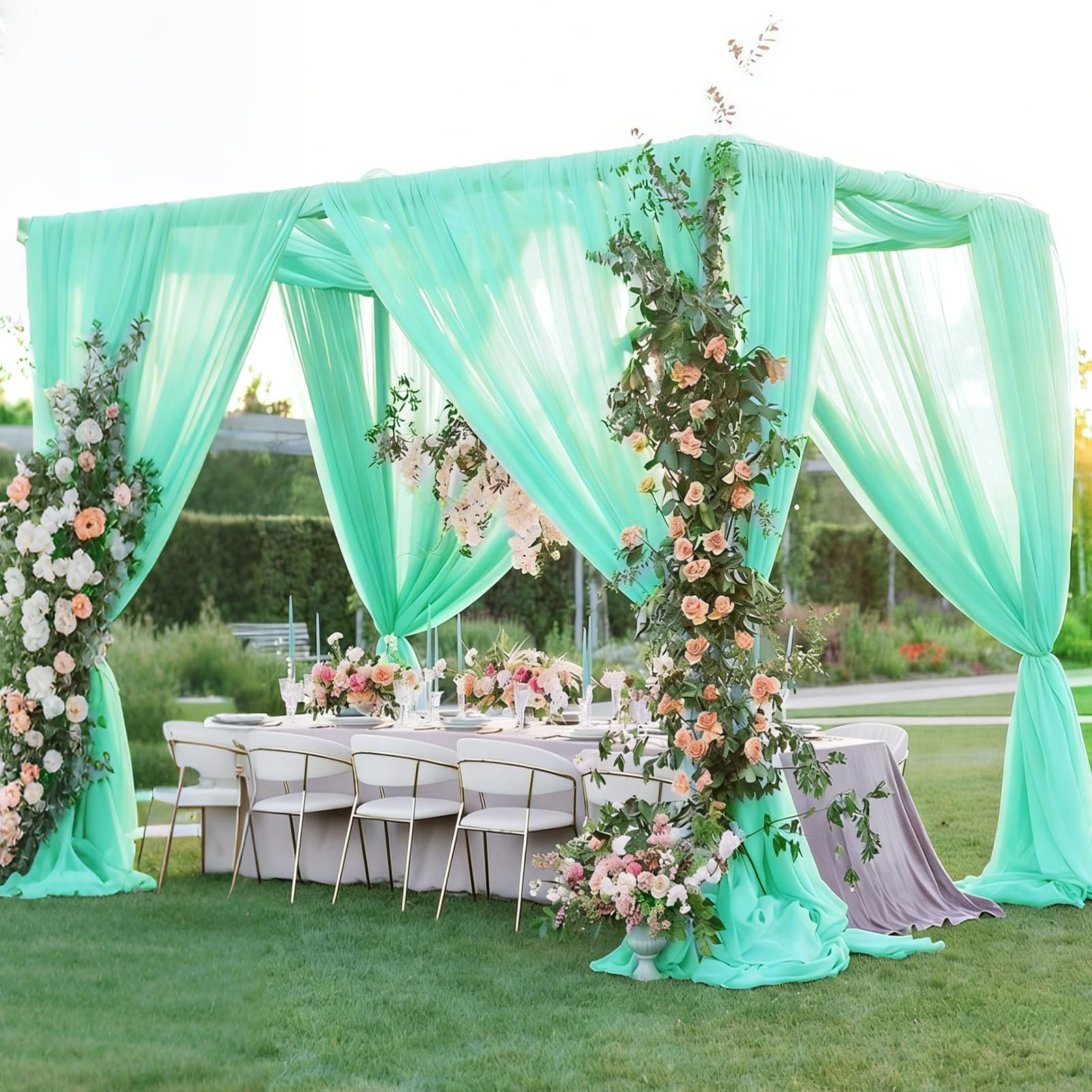 Mint Green Wedding Arch Draping Fabric Chiffon Fabric, 29in x 18Ft Sheer Chif…