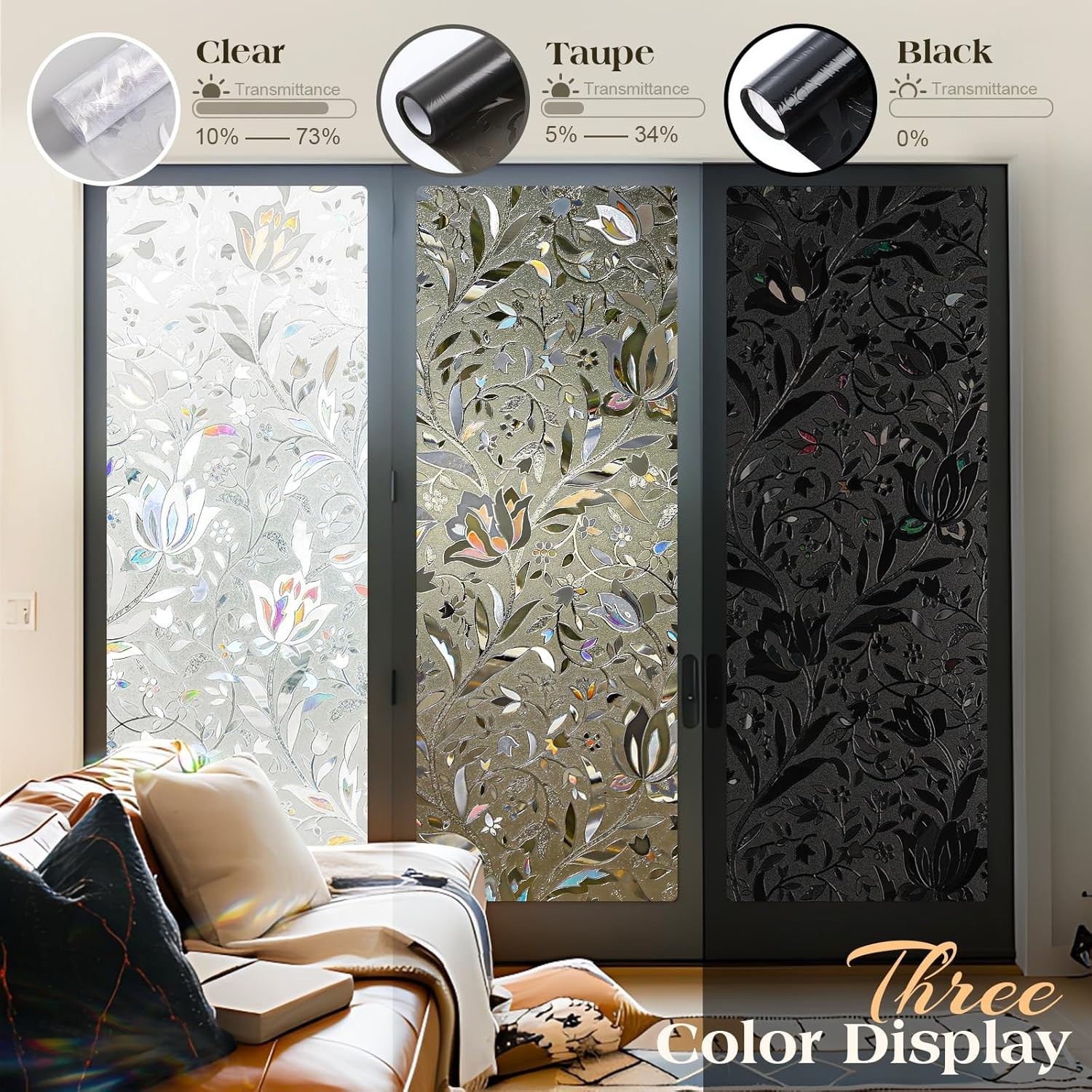 Window Privacy Film Decorative Stained Glass Static Clings Frosted Sticker Cover