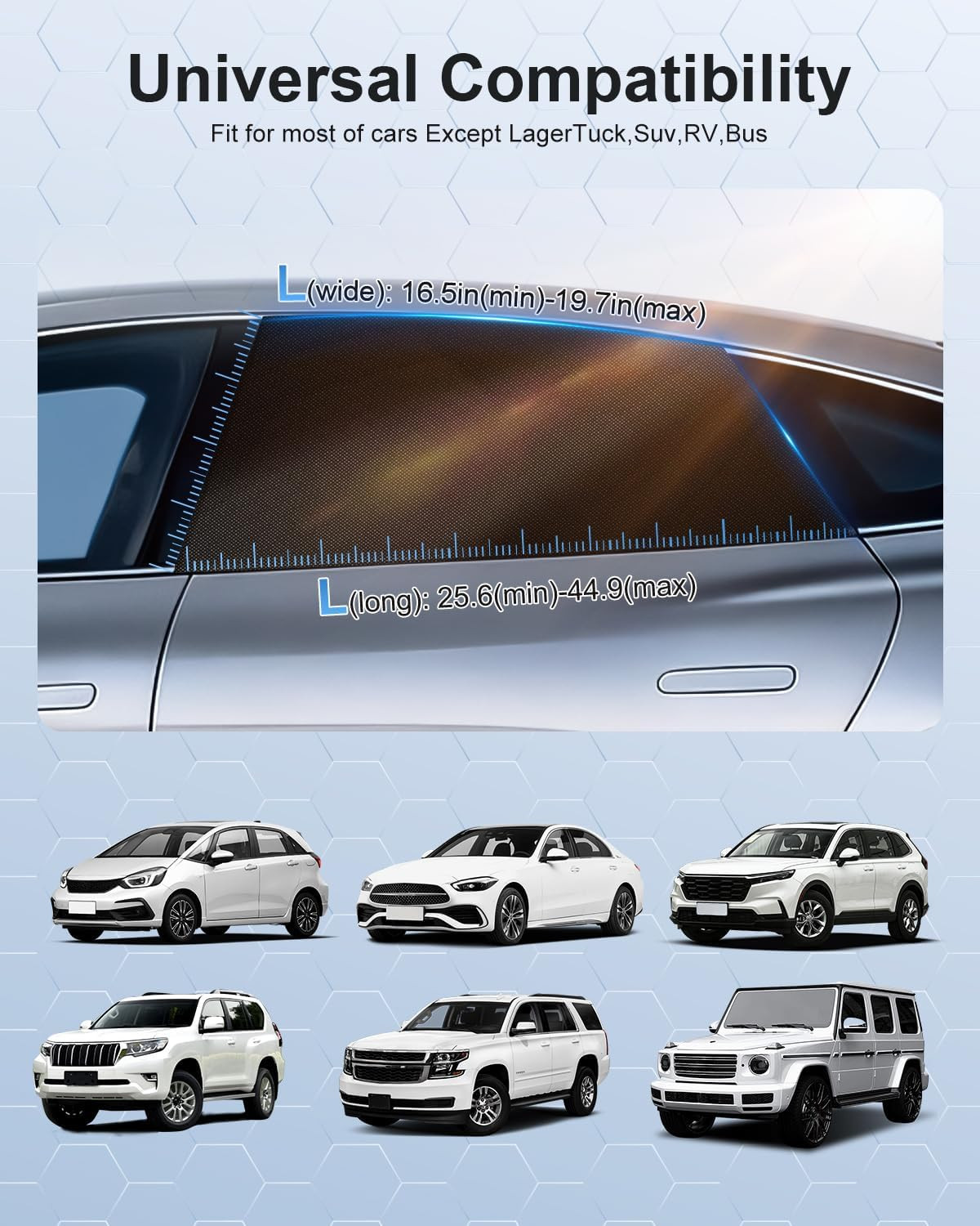 Car Window Shades 2 Pack UV Protection Side Window Covers for SUV Truck & Sedan