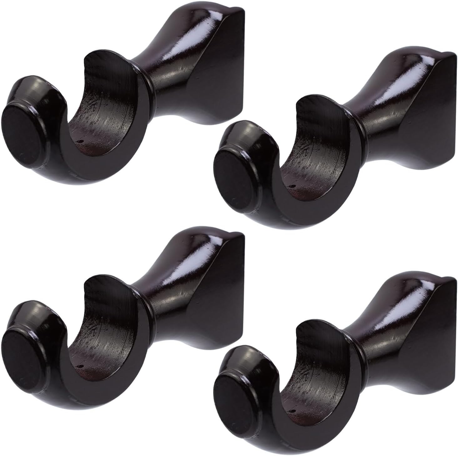 4Pcs Wood Curtain Rod Brackets,1-3/8in(35mm) Diameter Support Bracket,Wooden …