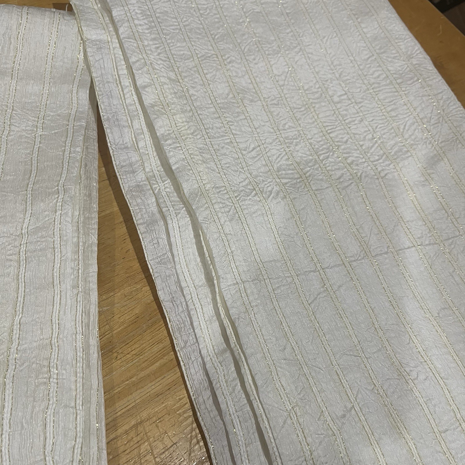 American Living By R Lauren 50×84″ Curtain Panels Cream Gold Glitter Stripe Boho