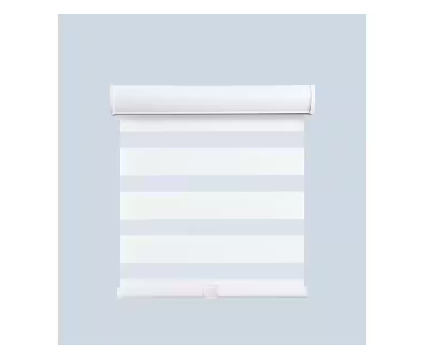 Harper Lane Pre-Cut White Cordless Light Filtering Layered Roller Shade 27″x 72″