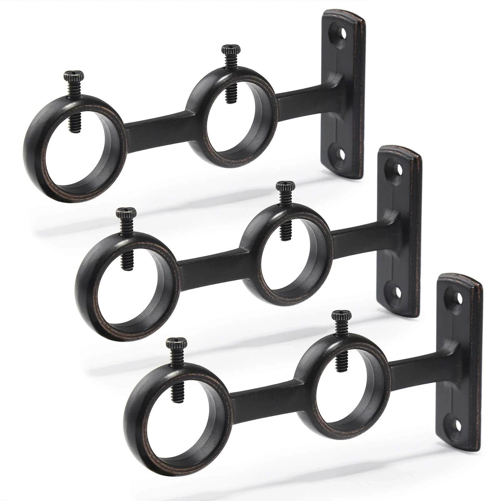 Curtain Rod Bracket, 3 pcs Double Curtain Rod Holder, Double Rod Brackets