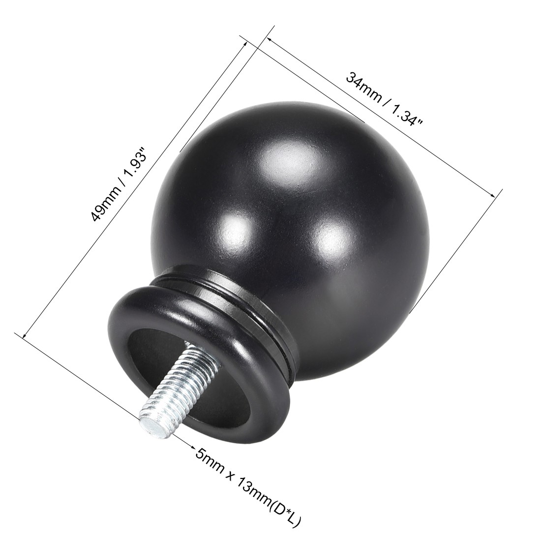 Curtain Rod Finials Plastic End,Total Size 49mm x 34mm Black 6pcs
