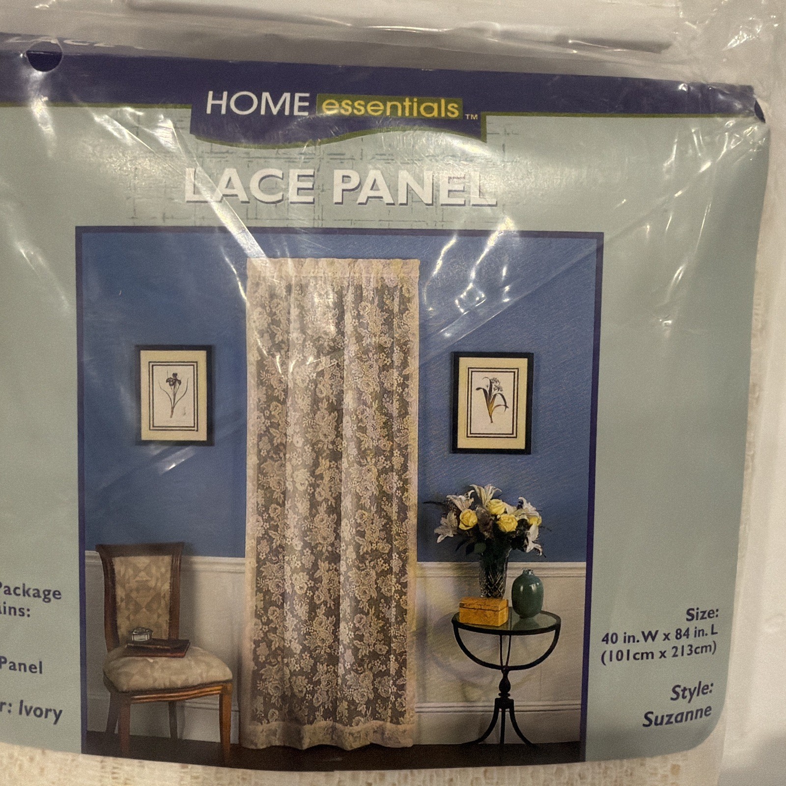HOME ESSENTIALS IVORY LACE PANEL 40″W X 84″L MEW WINDOW TREATMENT One Panel ONLY