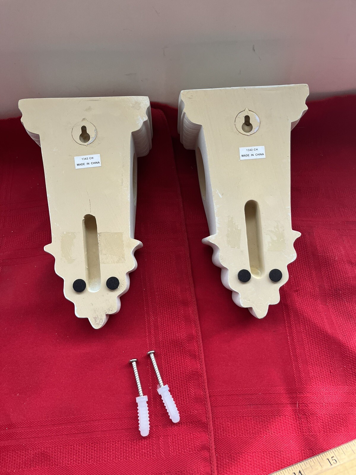 ORNATE SHABBY CHIC IVORY PLASTER DRAPERY /WALL HANGING ROD HOLDERS WALL MOUNT