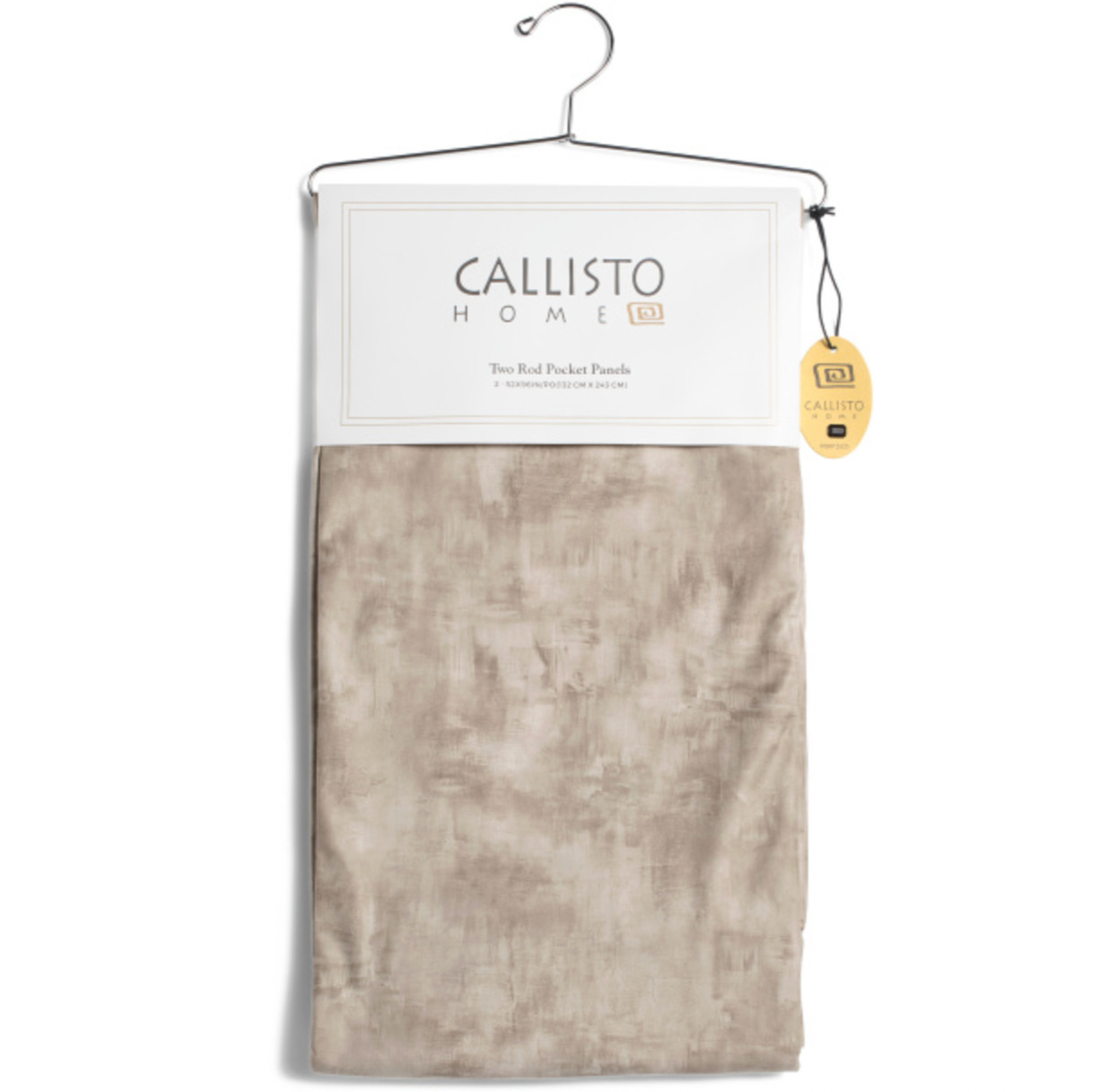 CALLISTO HOME 52×96 Scroll Champagne Rod Pocket Window Curtain Panels Set Of 2