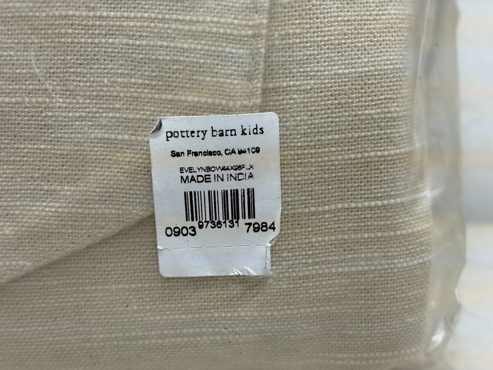 Pottery Barn Evelyn Bow Valance Blackout Curtain in Flax – 44 x 96 in