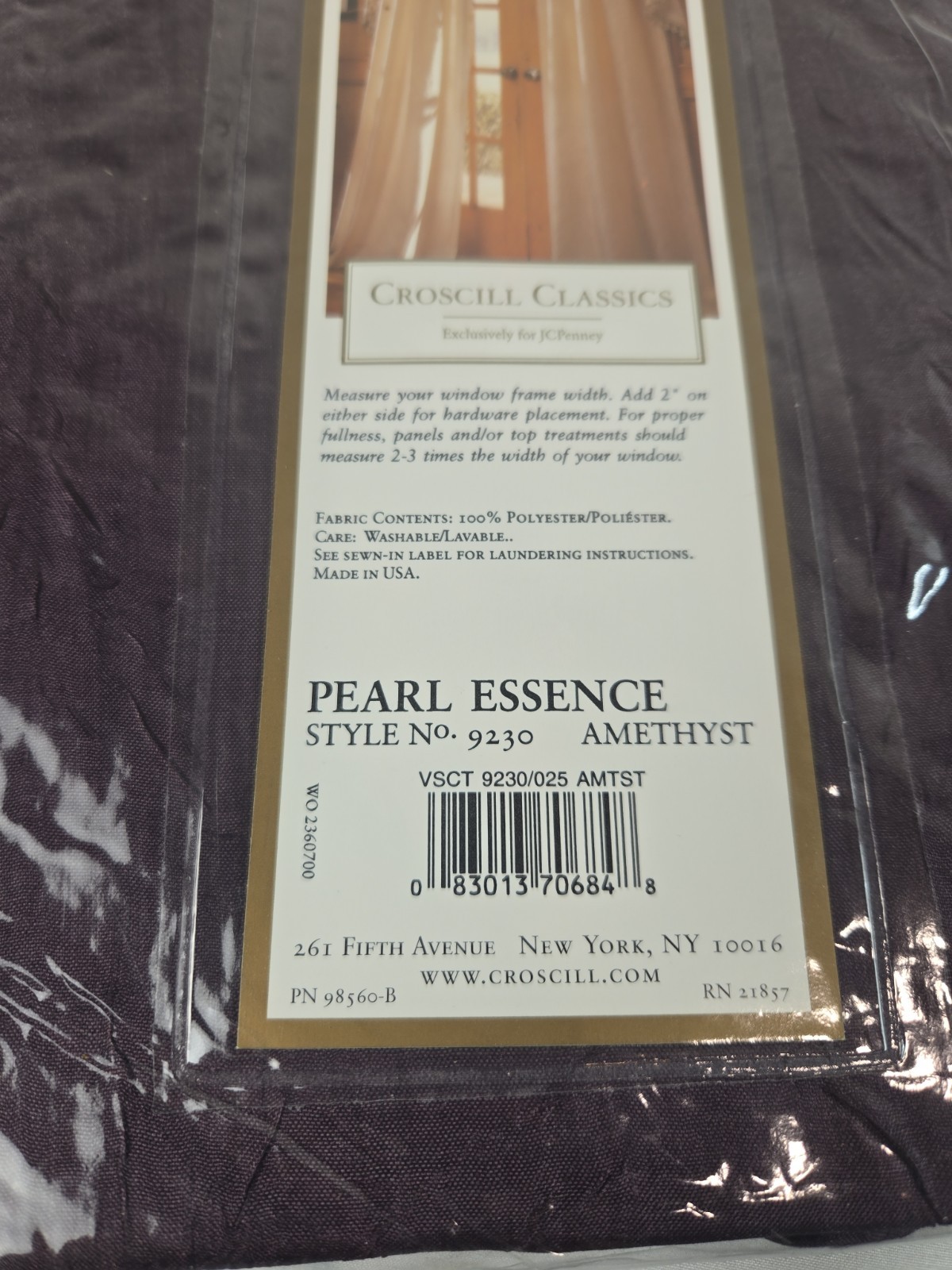 VTG new Croscill Classics Ascot Valance 40″ x 25″ Pearl Essence Amethyst 9230