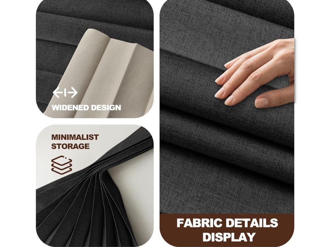 Jilron Room Divider Curtain-Black Fabric-100″x108″-Flexible Curtain Track-NEWSLD
