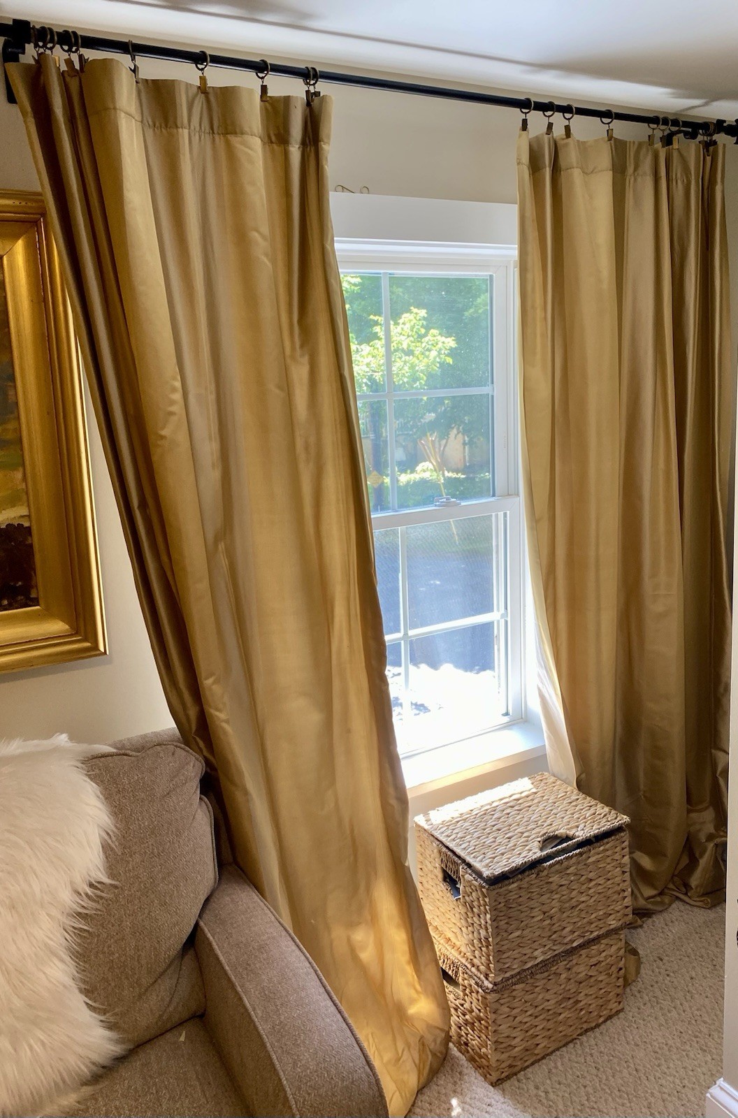 6 Panels Restoration Hardware Gold 100% INDIA SILK Curtains Drapes 51X84” Lined