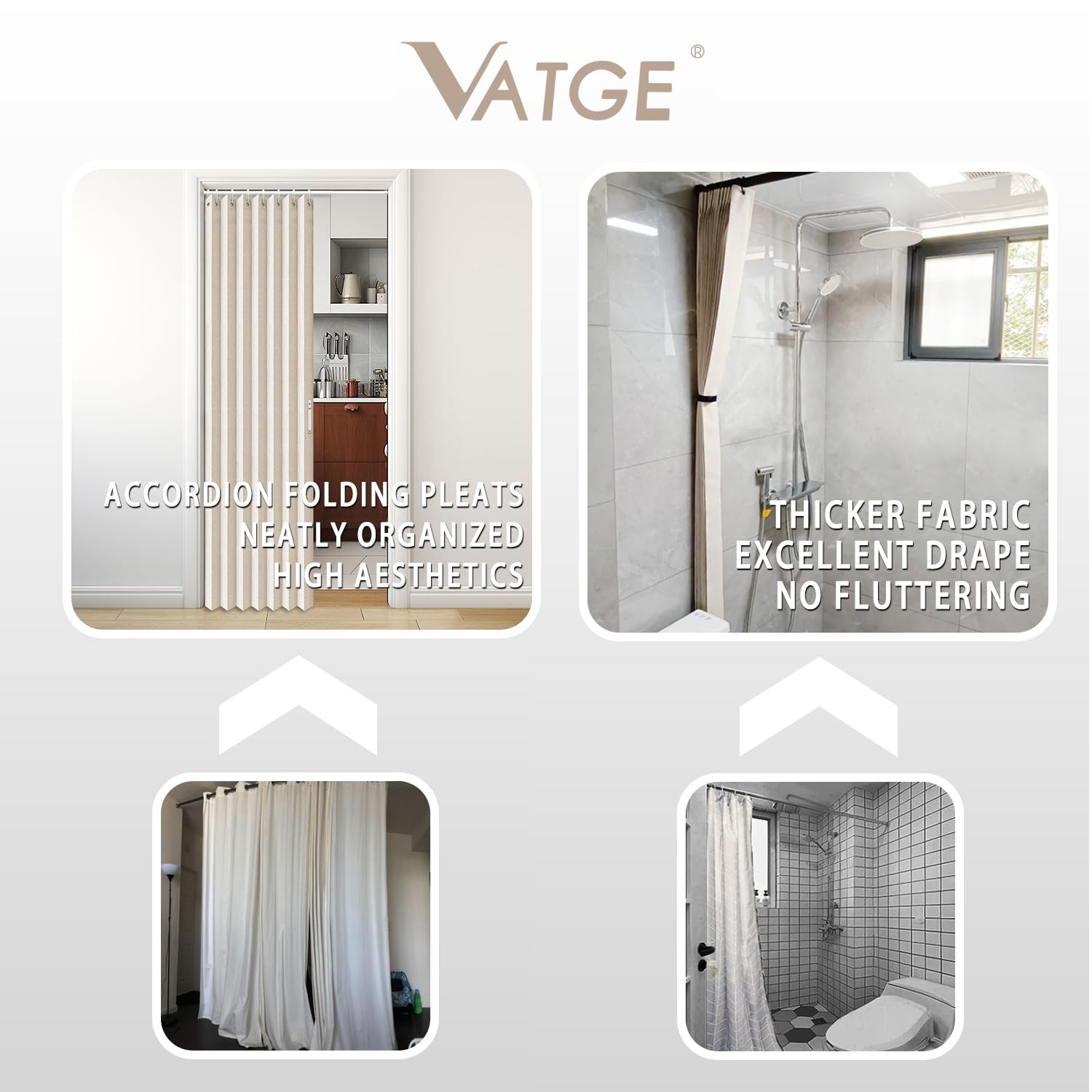 Vatge Closet Curtains Accordion Style Door Curtains for Doorways Pleated Folding