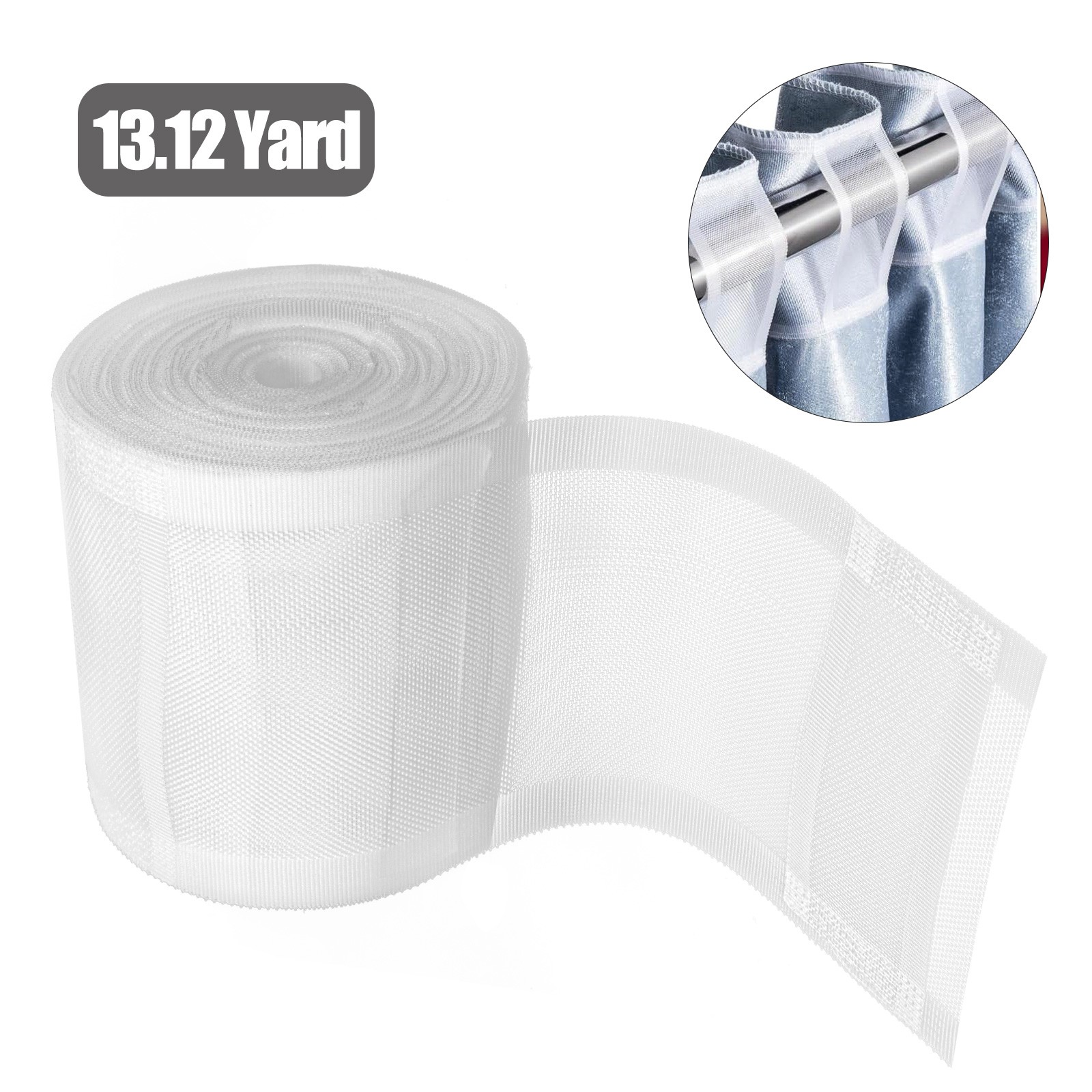 13.12 Yards Translucent Pleated Curtain Rod Tape Sewing Accessory for DIY Lover