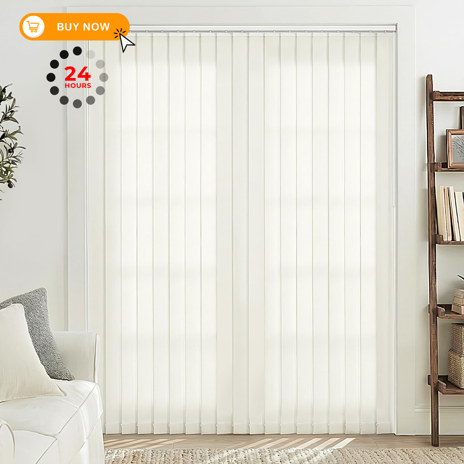LazBlinds Vertical 82.5inch x 3.5inch x 25pcs, Light Filtering – Off White