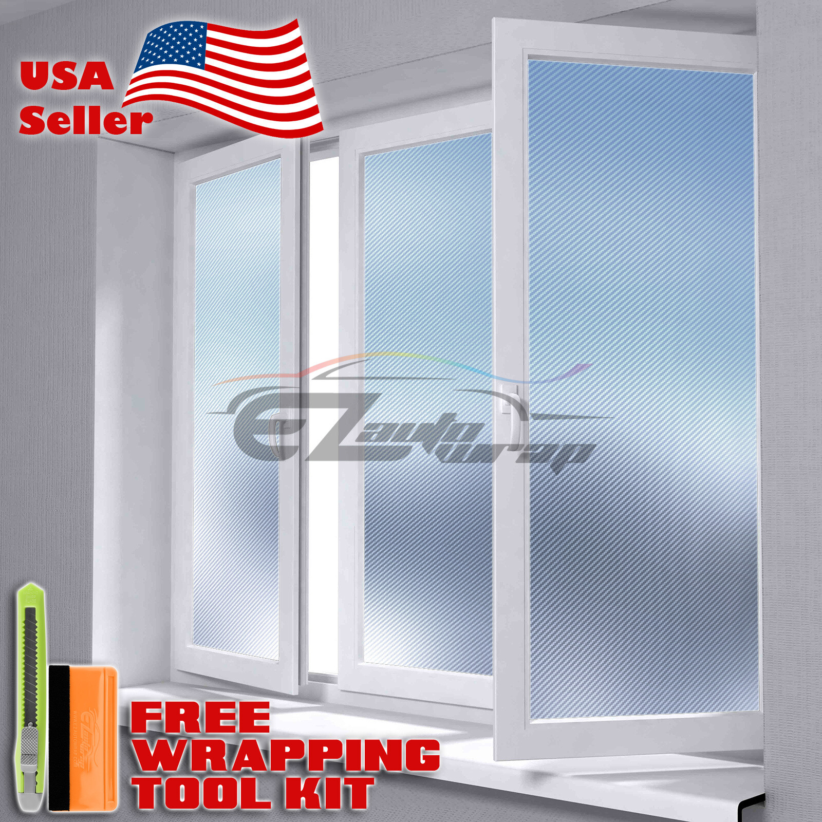 *12″x60″ Carbon Fiber Frosted Film Glass Home Bathroom Window Security Privacy
