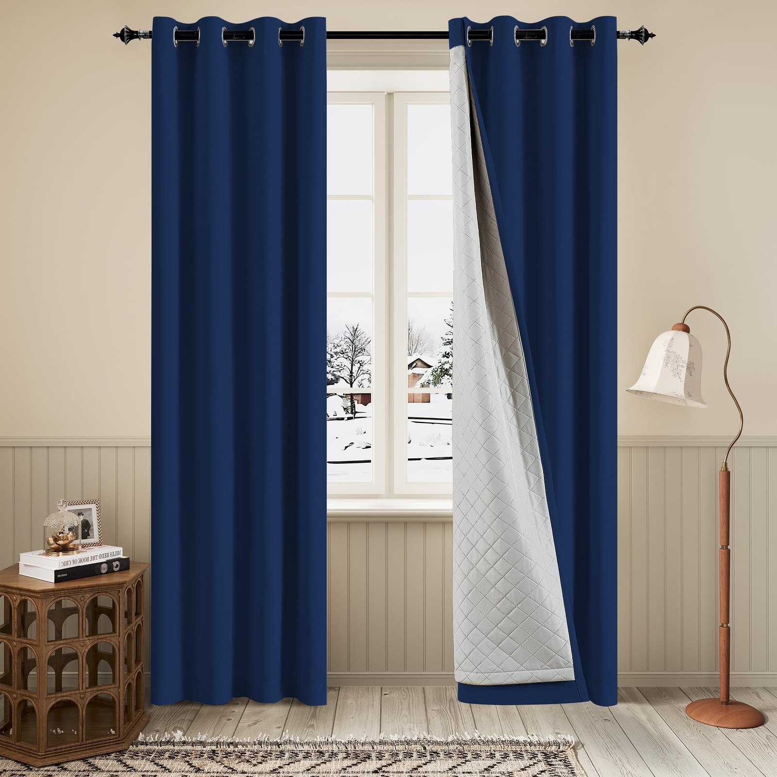 3 Thick Layers Heavy Curtains Thermal Insulated Soundproof Curtains for Bedro…