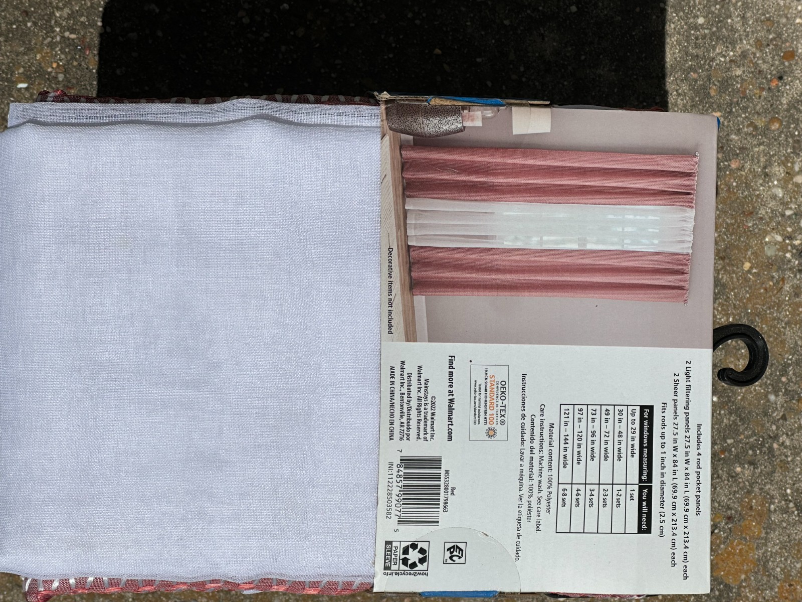 Mainstays 84 inch window set 4 pieces Rod pocket Red- India Inspired New