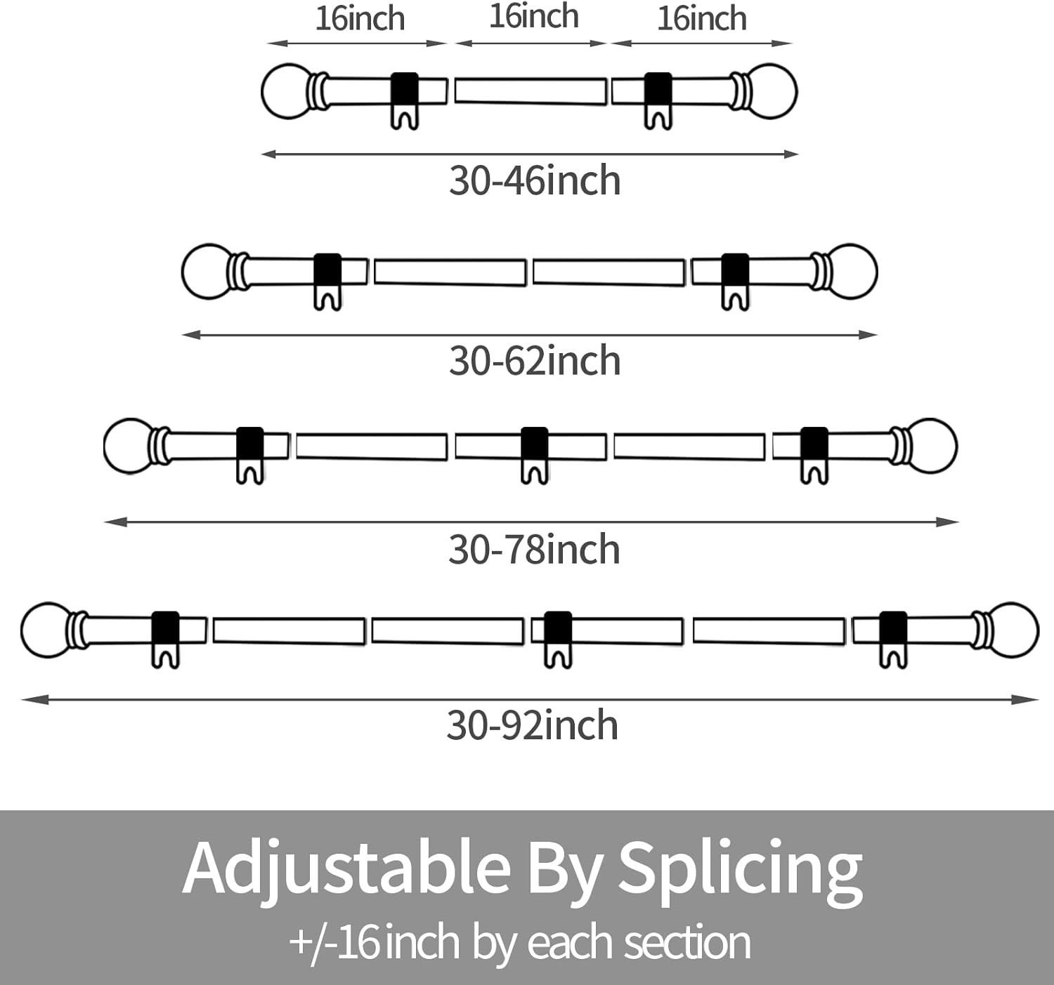 Modern 30-62 Inch Curtain Rod in Brushed Nickel – Rust-Resistant Steel Design