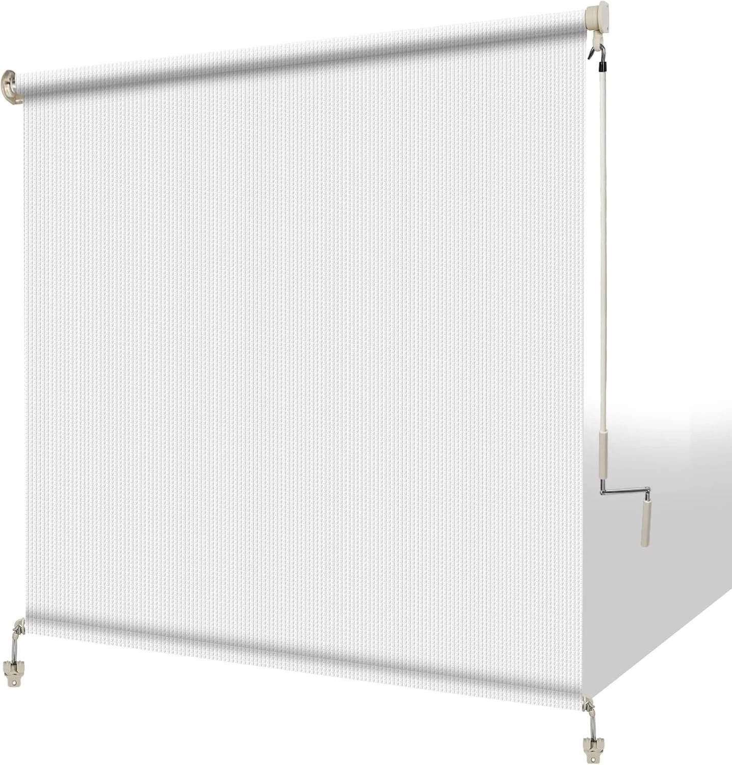 UV-Blocking 10′ W x 8′ H White Roller Shades for Privacy on Patios & Gazebos