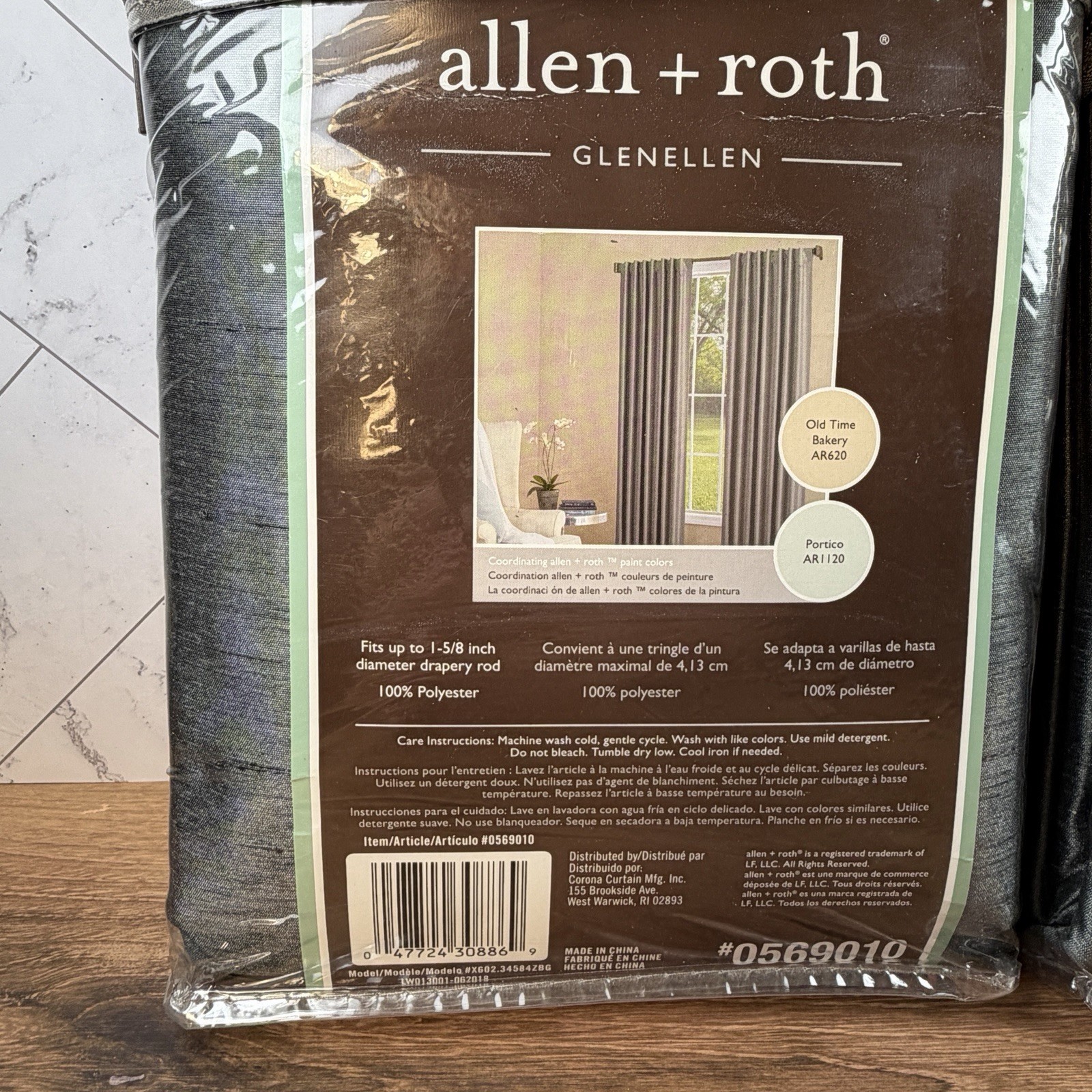 Allen + Roth 52” X 84” Coal Back Tab Lined Curtain Panels Set of 2 NEW #0569010