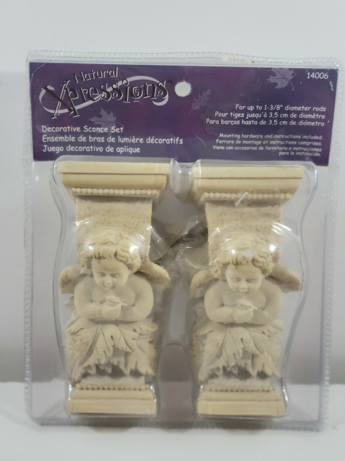 NEW Natural Xpressions Decorative Cherub Angel Sconce Set #14006 Light Sandstone