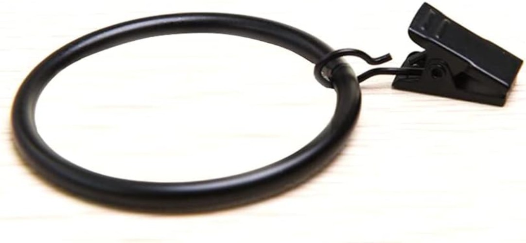 Large Curtain Rings with Clips, 10 Pack 2.5 Inch Rustproof Metal Drapery Hoops