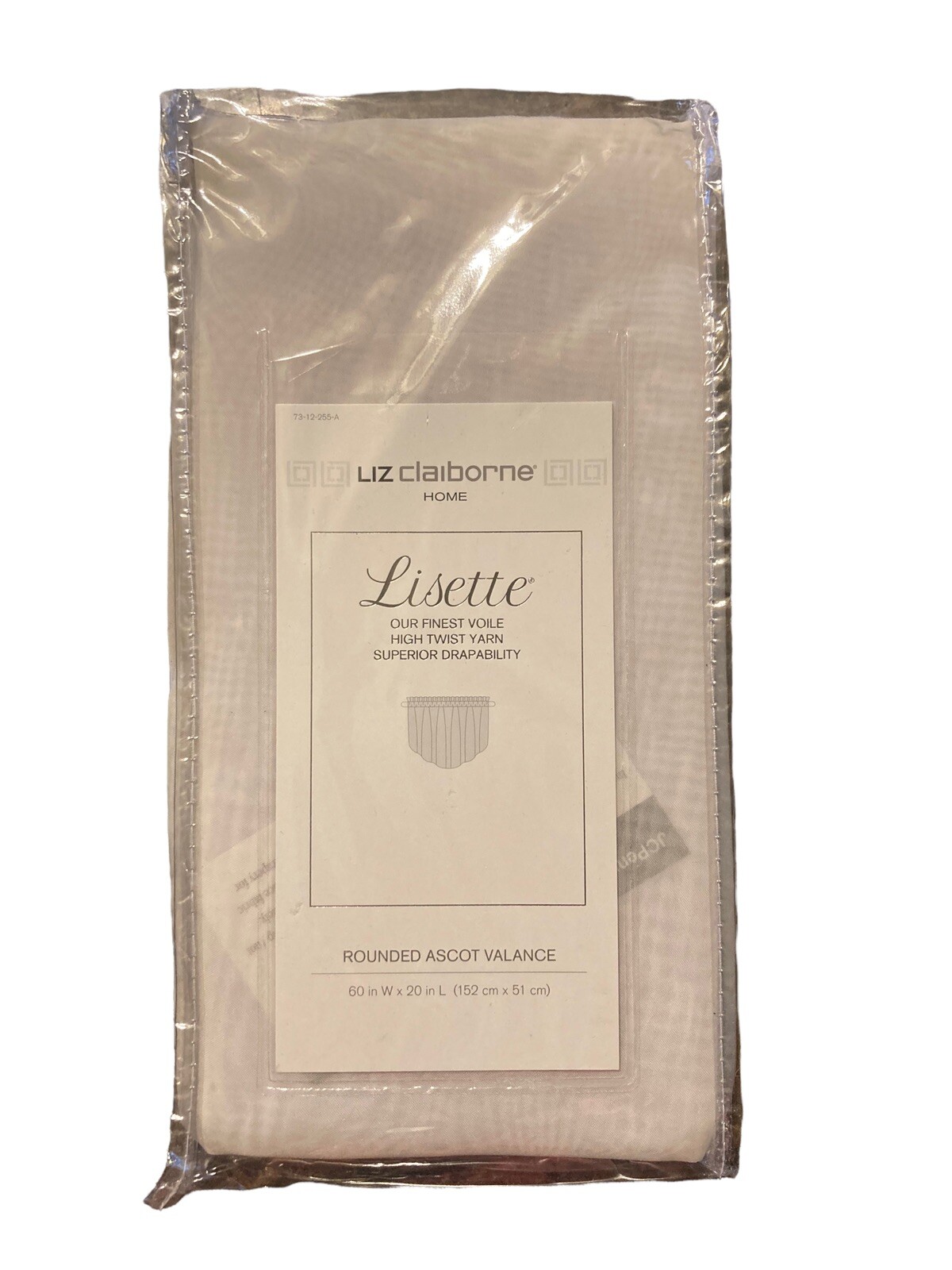Liz Claiborne Lisette Ivory Sheer Rounded Ascot Valance 60″x20″ NEW Egypt 2014