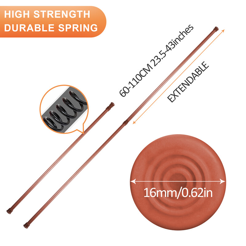 2-6PCS Curtain Tension Rods | 15 to 45 inches(Approx.) Spring Curtain Rod Set