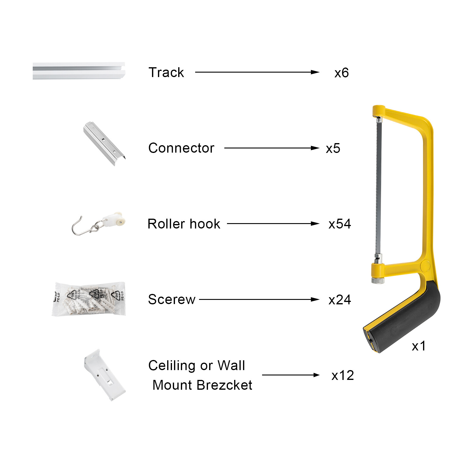 Track Kit With Roller Hooks Wall Mount Curtain Track 12ft-18ft Track System New