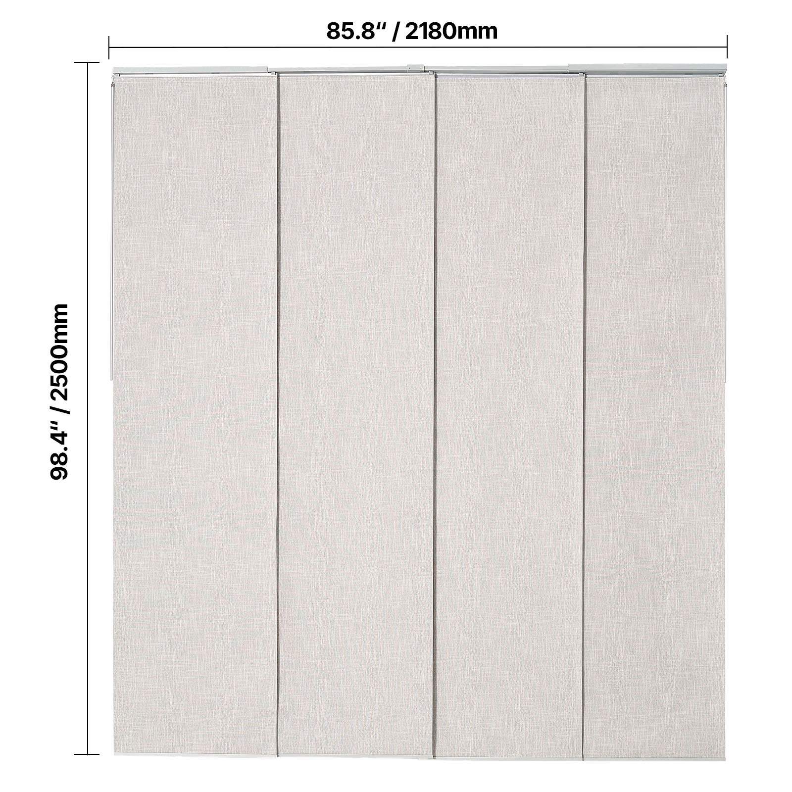 Panel Track Blinds Extendable Track from 45.8 in to 86 in W Trimmable Light Gray