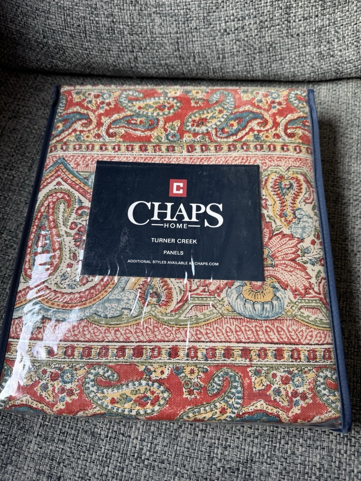 NIP Chaps Turner Creek Paisley Beige Multi Window Panels Curtains Pair 42” x 84”