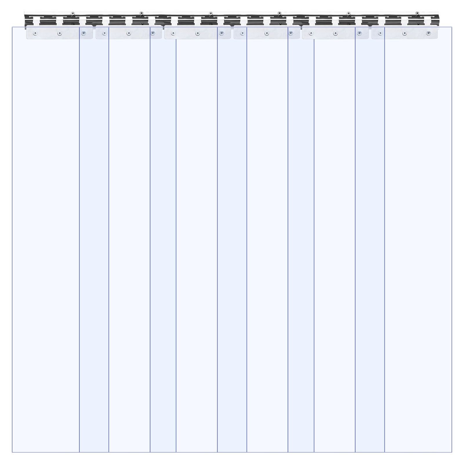 Clear PVC Strip Curtain 80in x 36in, 0.08in Thick, 6-Piece for Freezer & Garage