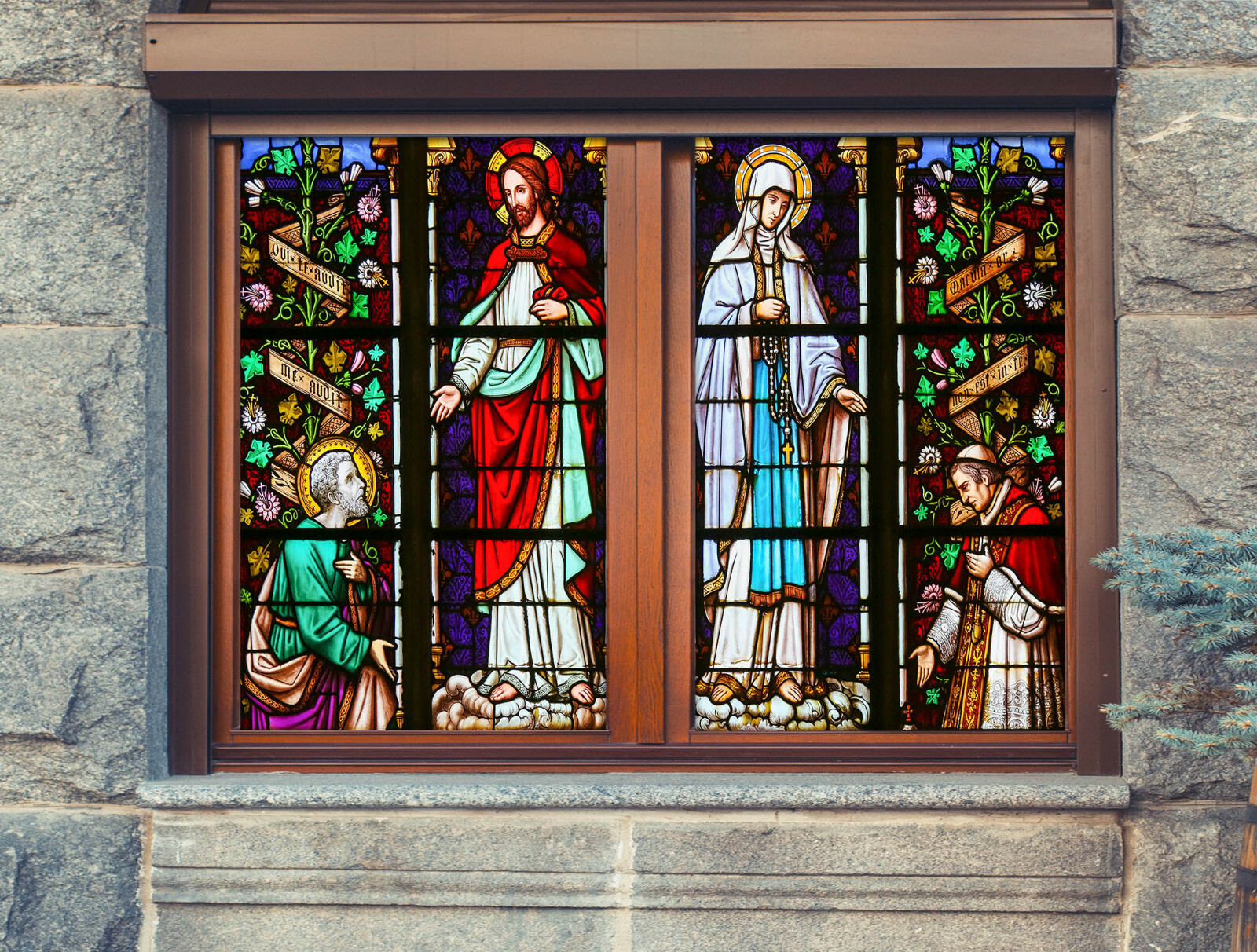 3D Our Lady Faith ZHUA240 Window Film Print Sticker Cling Stained Glass UV