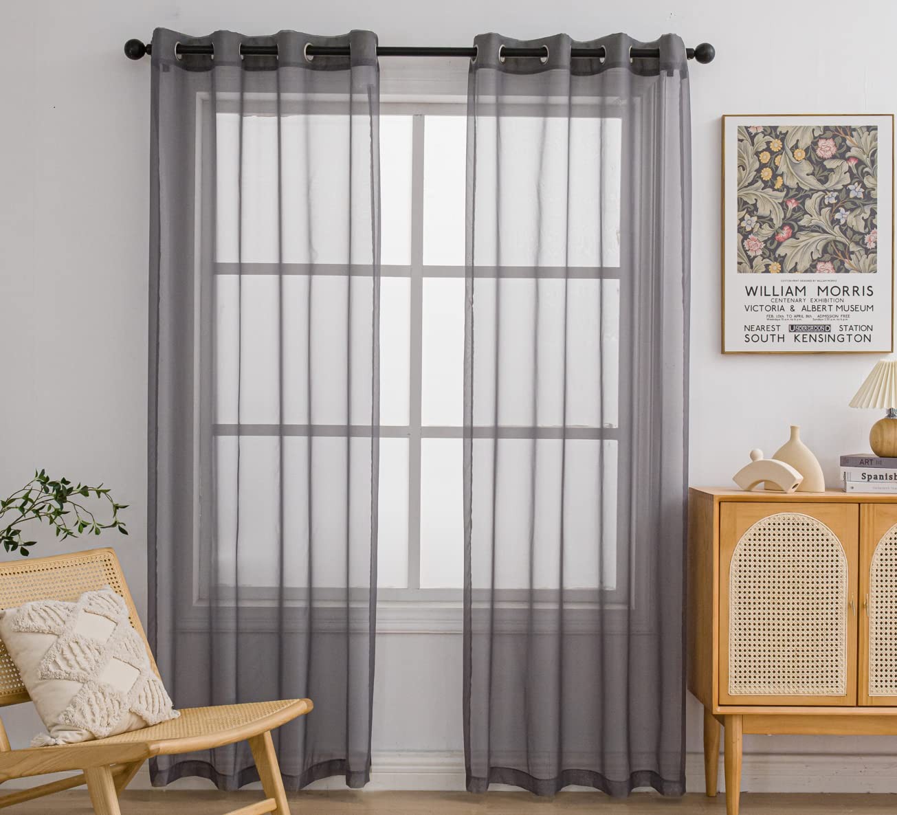 Pi Sheer Curtains 84 Inches Length Rings Topprivacy Voile Textured Window