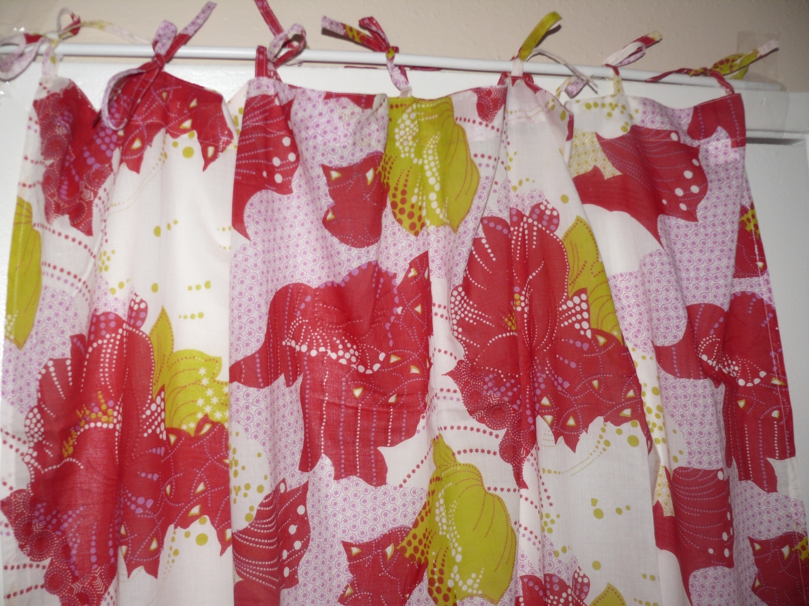 Karma Living curtain red white multi panel 44″ x 88″ fair trade