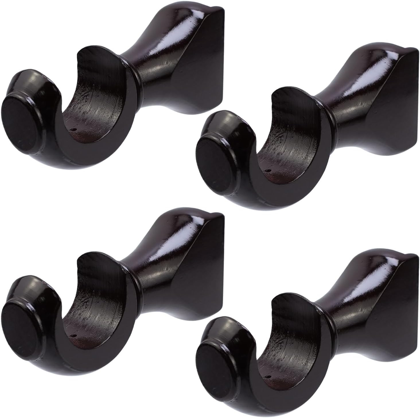 4Pcs Wood Curtain Rod Brackets,1-3/8In(35Mm) Diameter Support Bracket,Wooden