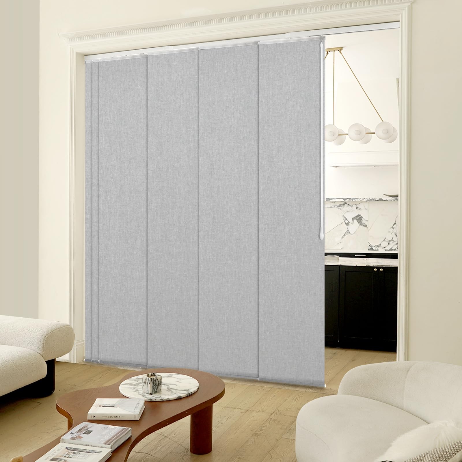 133″W x 102″H Panel Track Blinds Manual Blackout Vertical Blinds Sliding Door