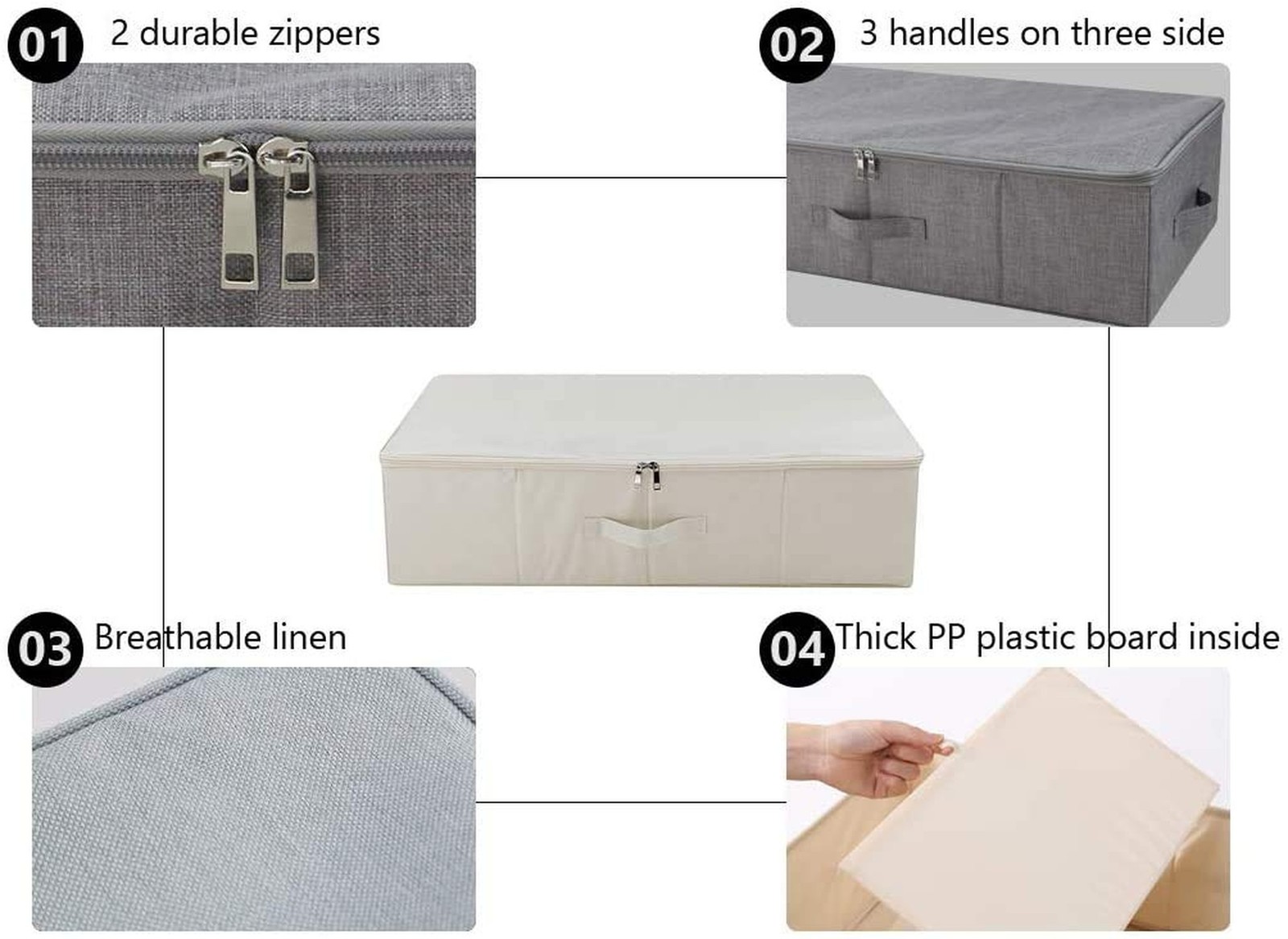 iwill CREATE PRO 3Pcs Collapsible Rigid Underbed Storage Bins, 27.5 * 15.7 * …