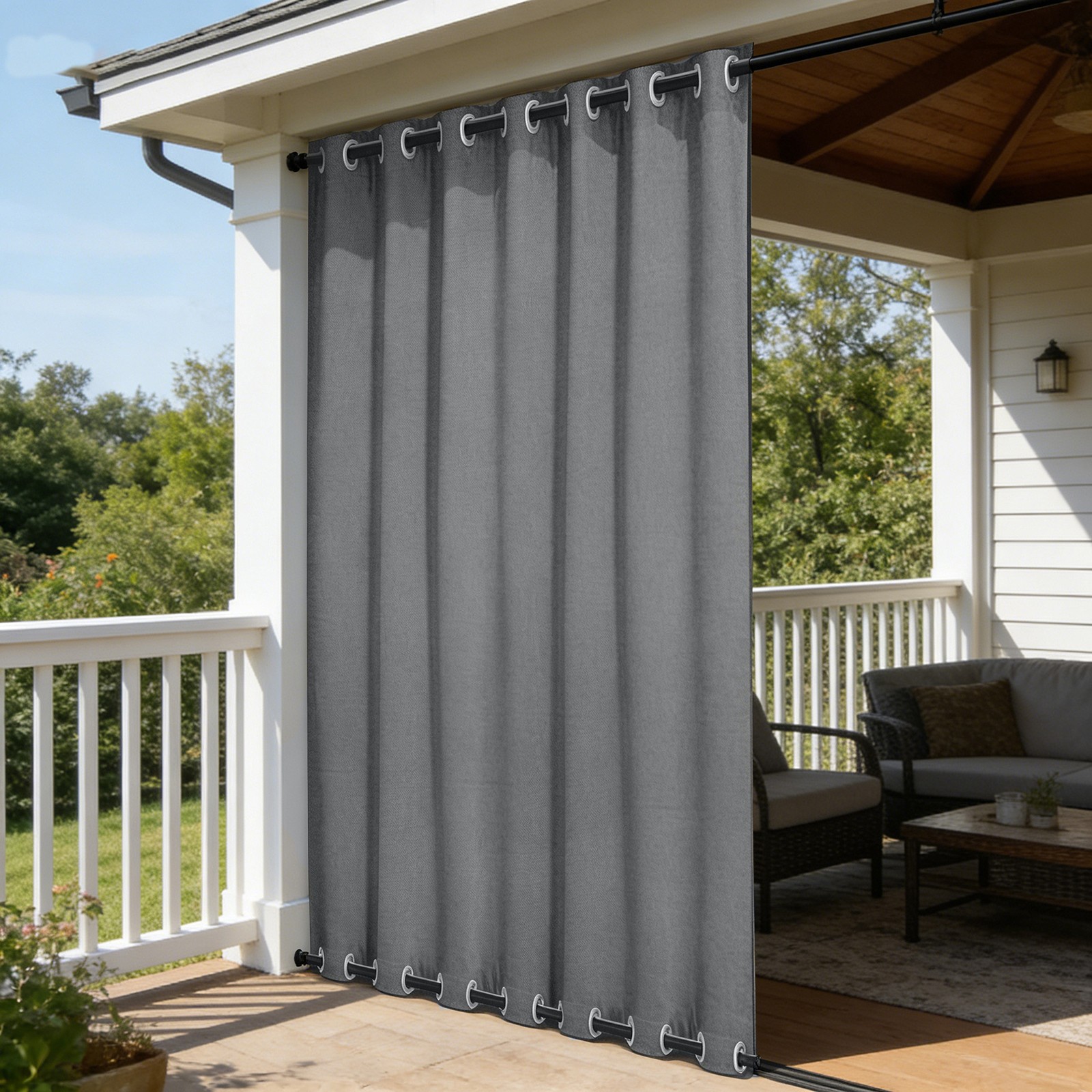 Outdoor Curtains for Patio Waterproof & Windproof Cordless Extra Wide Drapes
