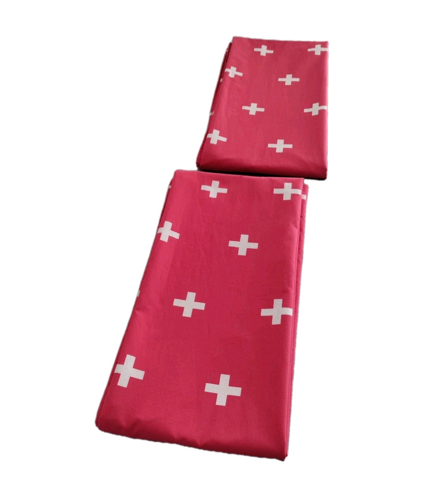Red & White Cross Curtains 45×96″ Lined Heavyweight Blackout Drapes Dual Header