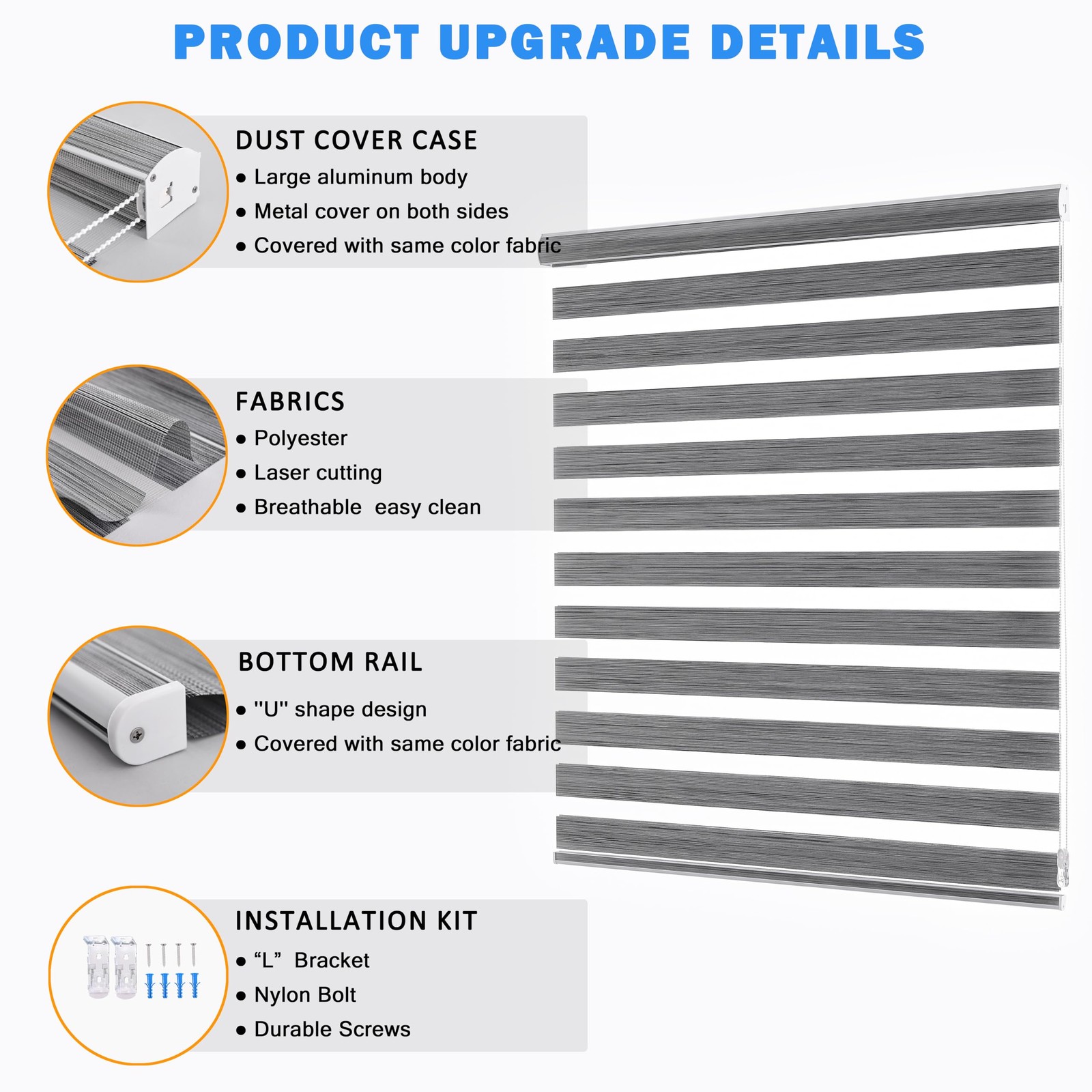Custom Cut to Size Zebra Blinds for Windows Free-Stop Sheer Shades Dual Layer…