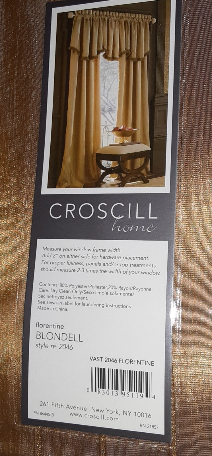 NIP Croscill Home Ascot Valance 35″ × 23″ “Blondell”