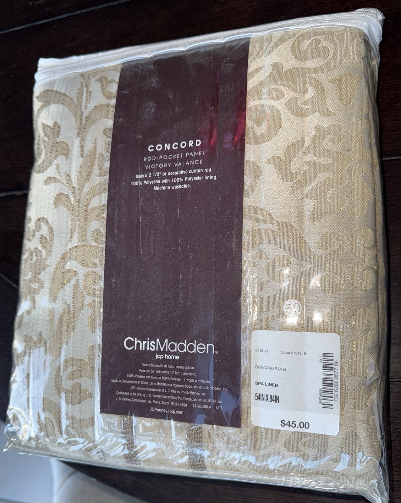 Chris Madden Concord Rod Pocket Panel Spa Linen Floral Polyester 54x84in Curtain
