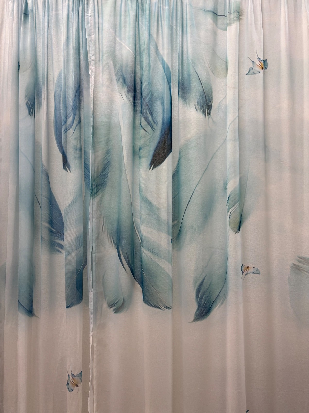 Blue Feather, and Butterfly (2 Pc.) sheer/ curtains 95″x 54″