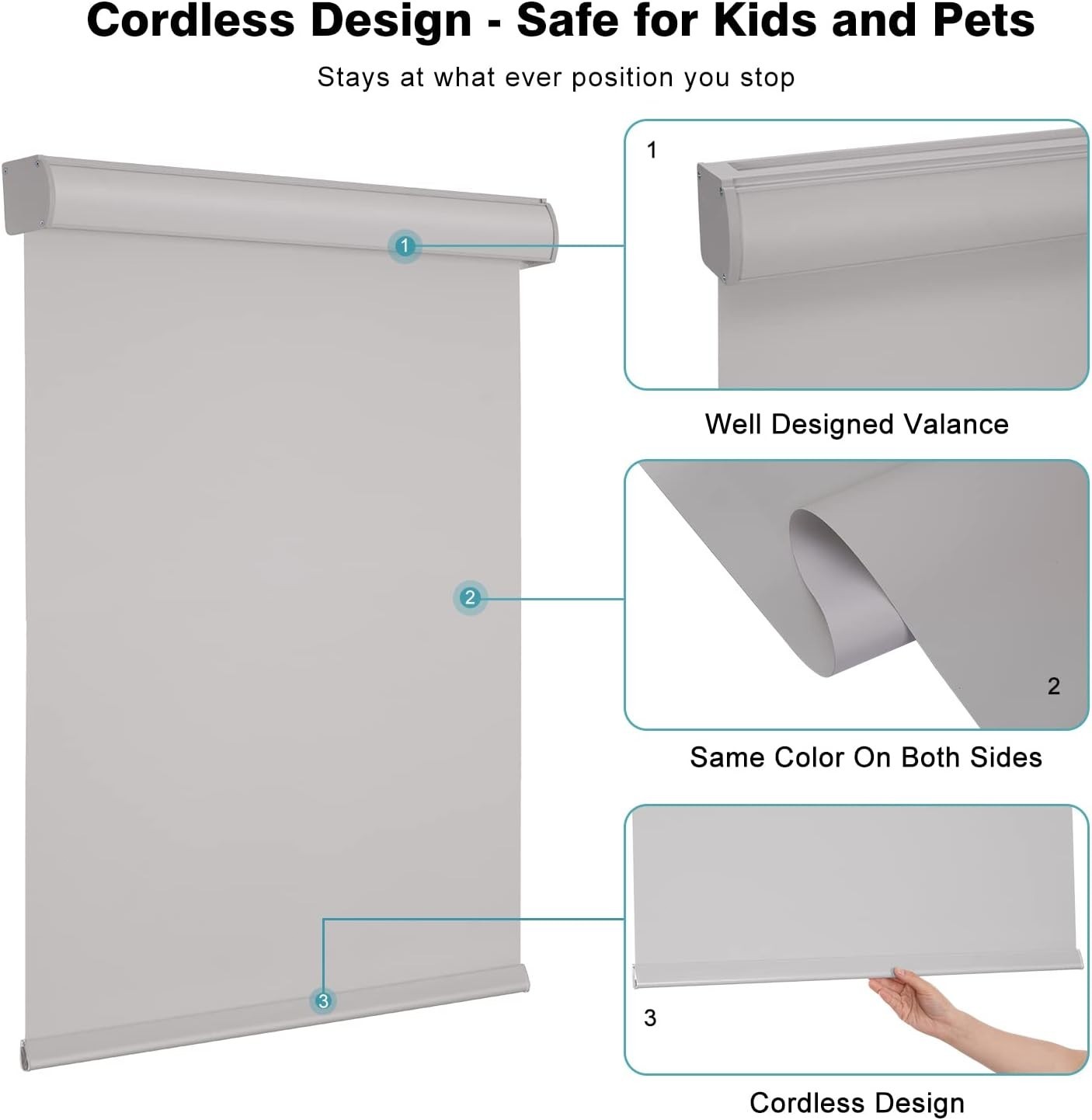 Changshade Blackout Cordless Roller Shades Window Blinds Free Shipping-4colors