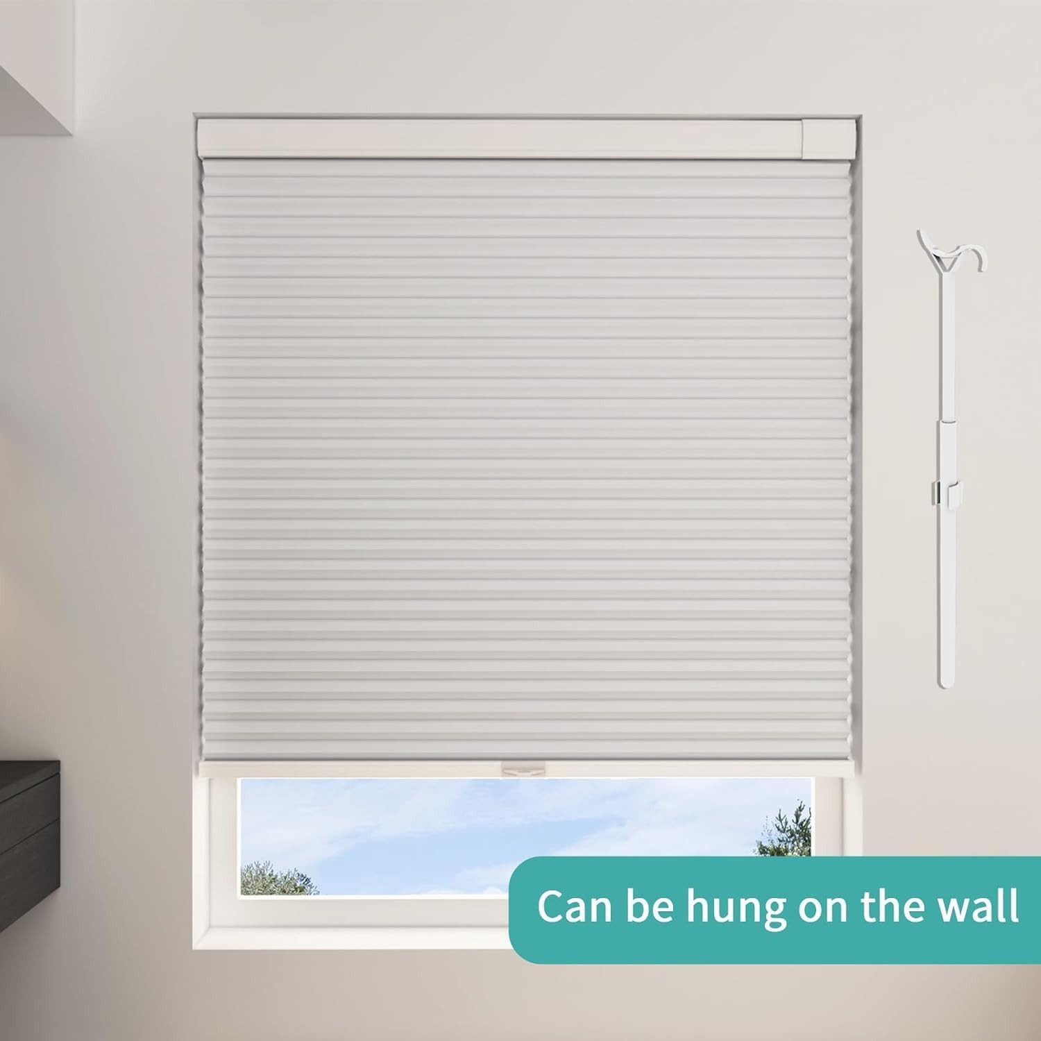 Window Shades Drop Rod, Extendable Tension Mounted Chrome Pull Down Rod for