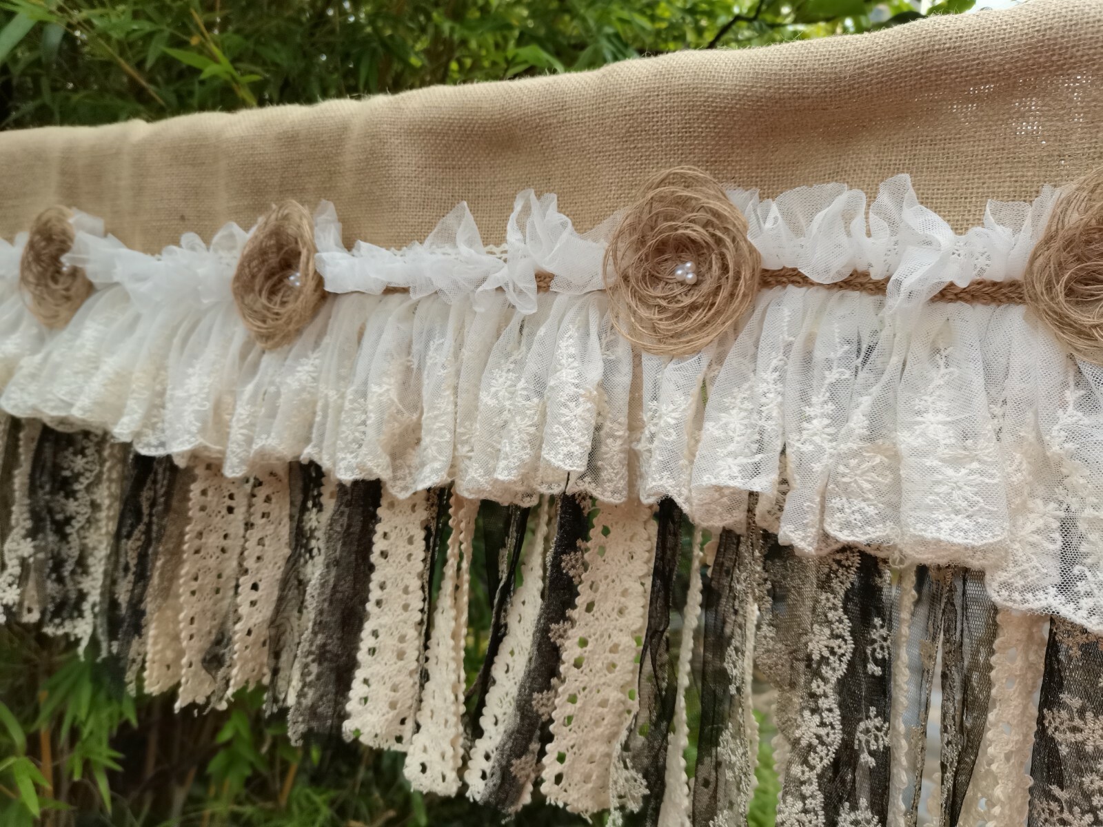 Rustic Vintage Unique Bedroom Valance Burlap Kitchen Valance Curtain Wedding