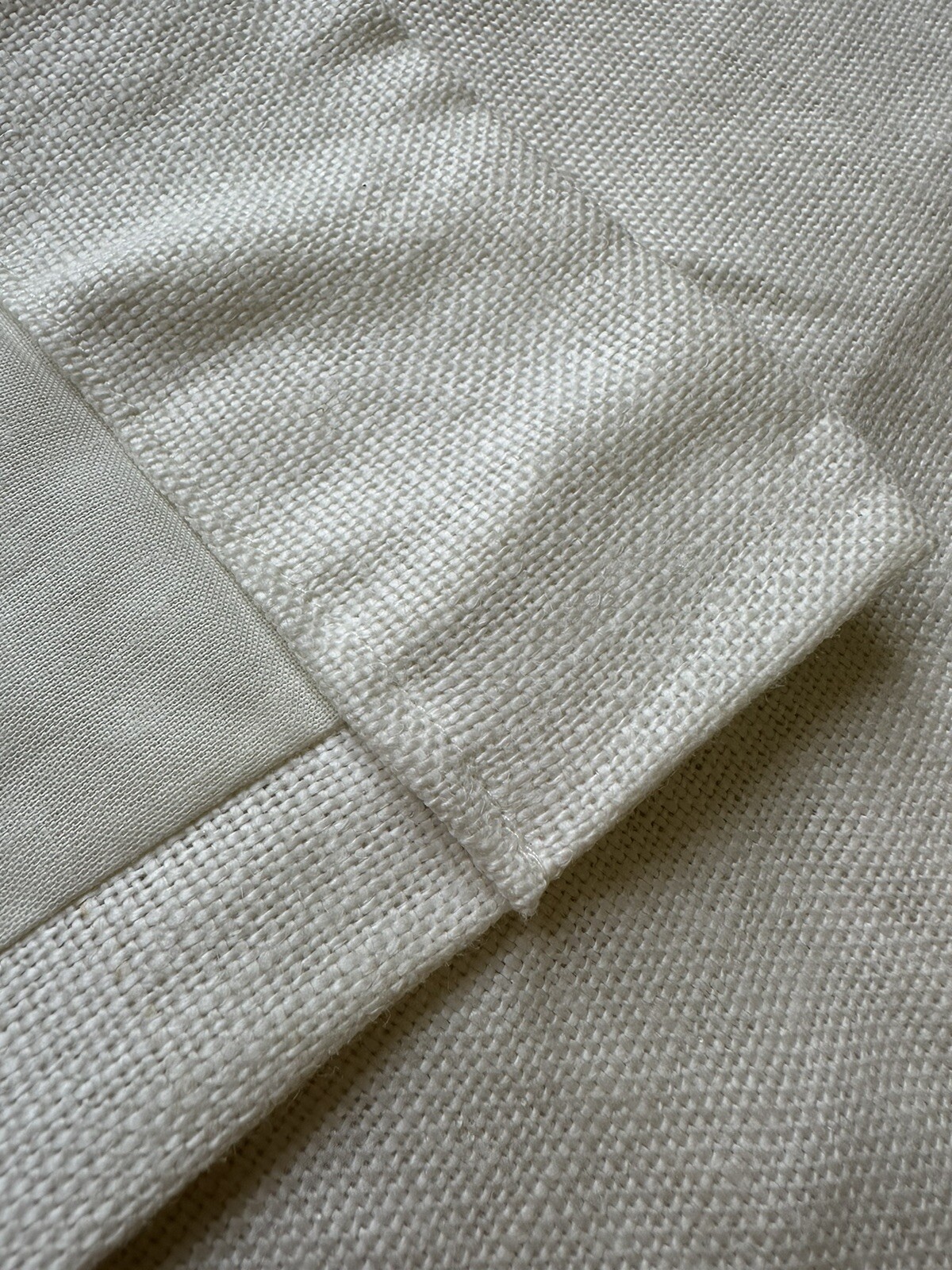 Single Restoration Hardware Belgian Textured Linen Curtain 96×48 White Lined