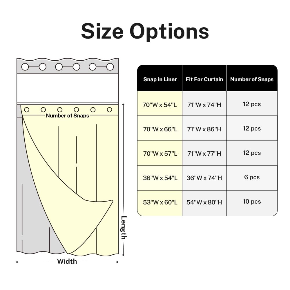 River Dream Snap in Fabric Shower Curtain 70″W x 54″L (Pack of 1), White